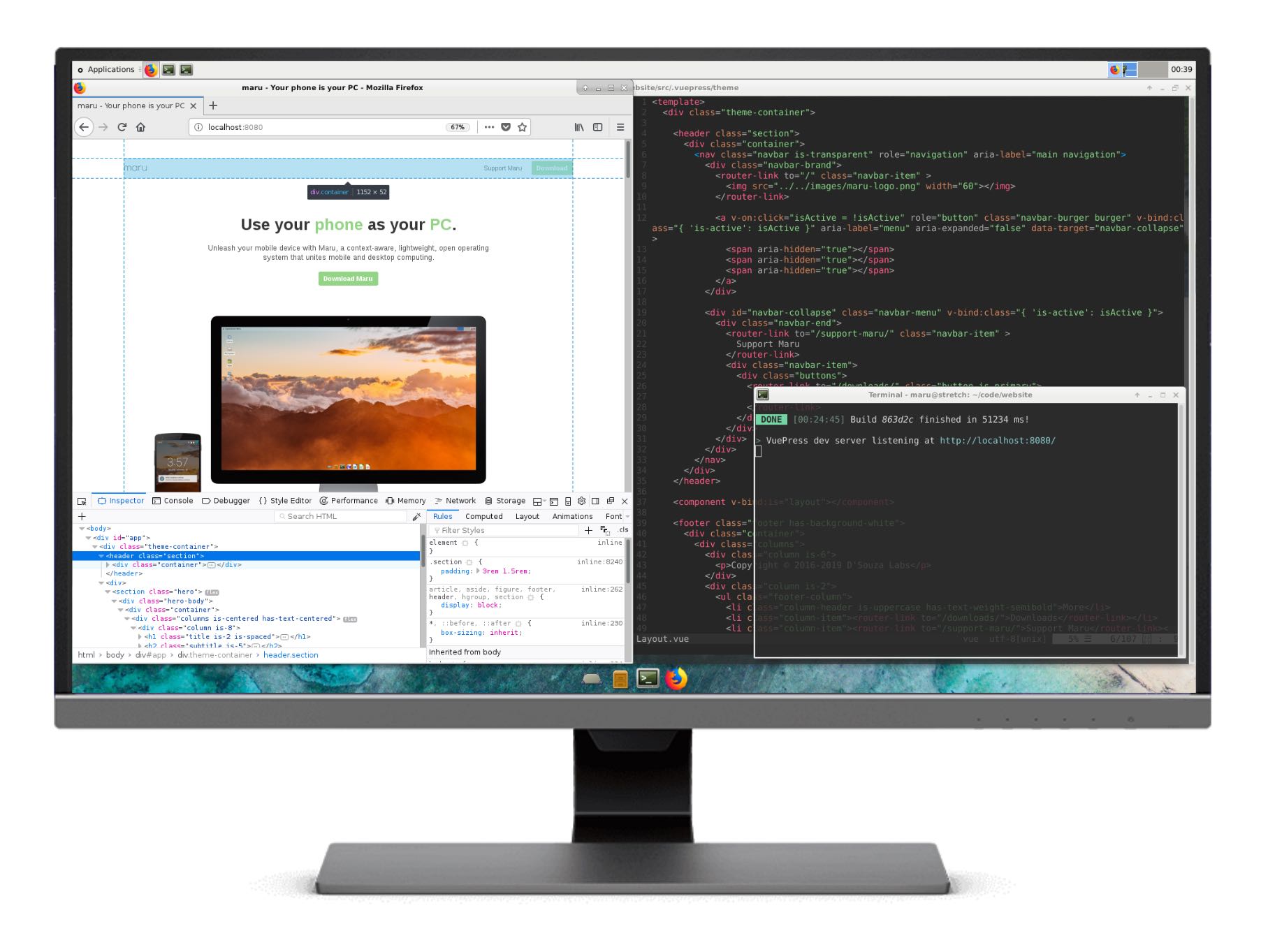 Developing Maru's website on Maru Desktop